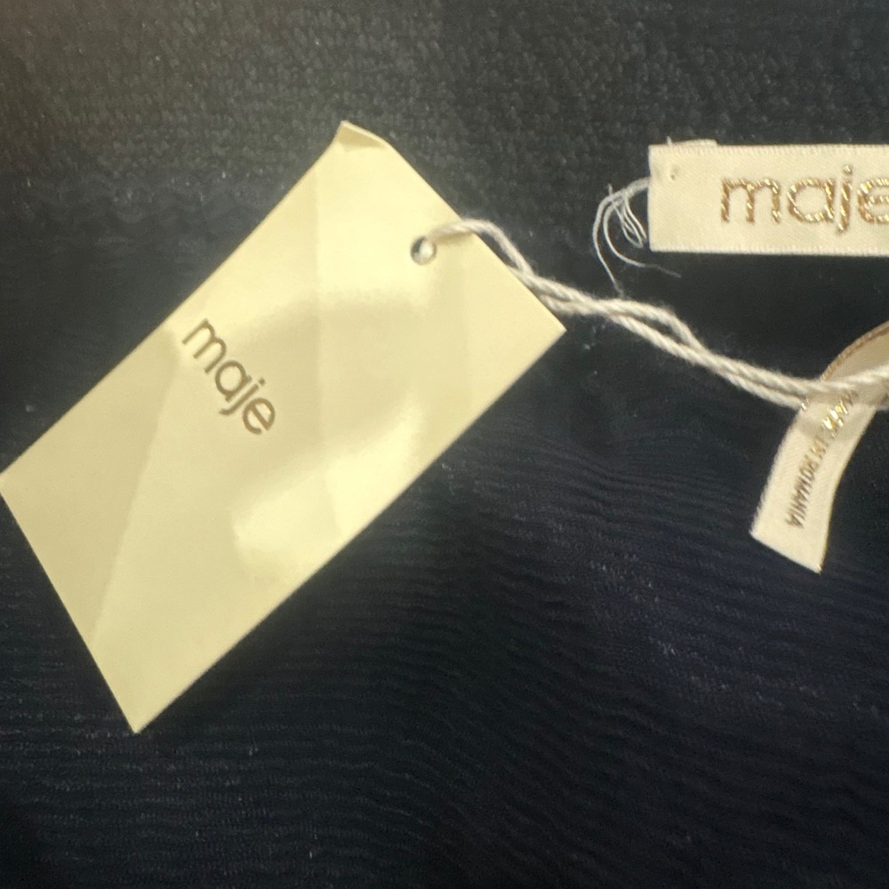 NWT Maje Idylle Marine Blue Textured‎ Ottoman Shorts Navy Size 36 Small NEW - Picture 8 of 8